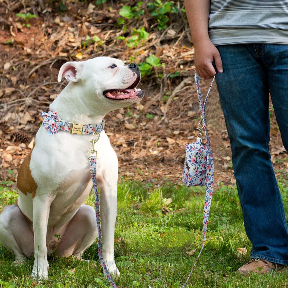 Floral Custom Collar Leash & Bag Set