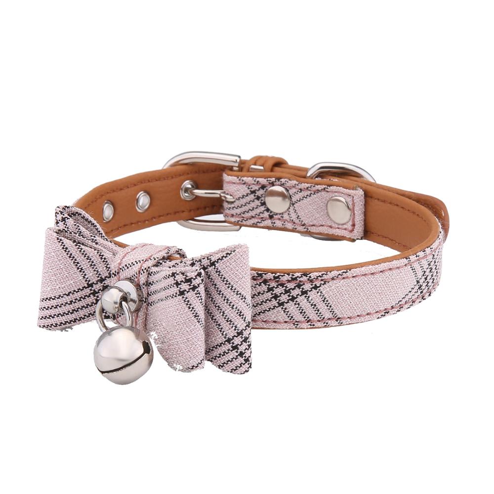 Elite Bowtie Leather Collar With Bell