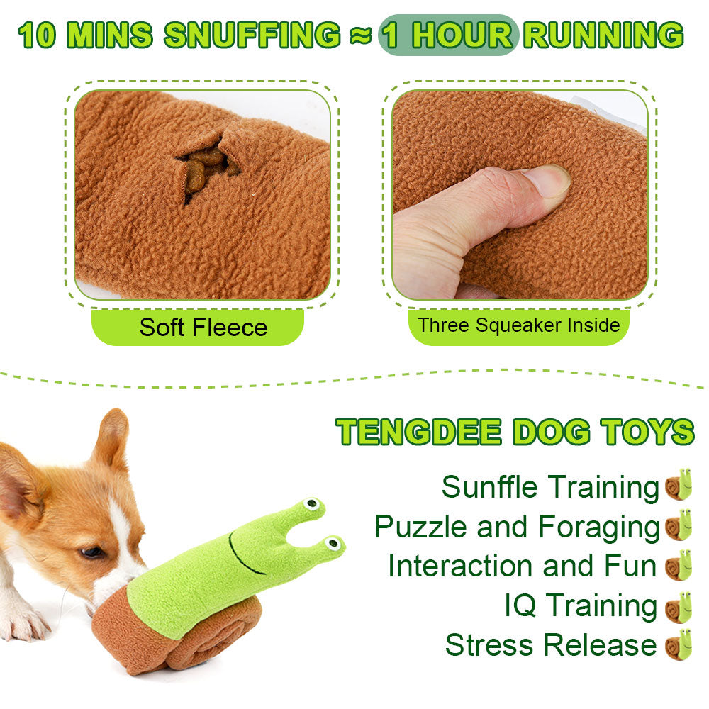 Snail Sniffing Plush Puppy Toy With Squeaky Sound