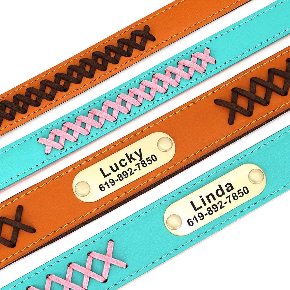 Cross Laced Custom Leather Collar and Leash
