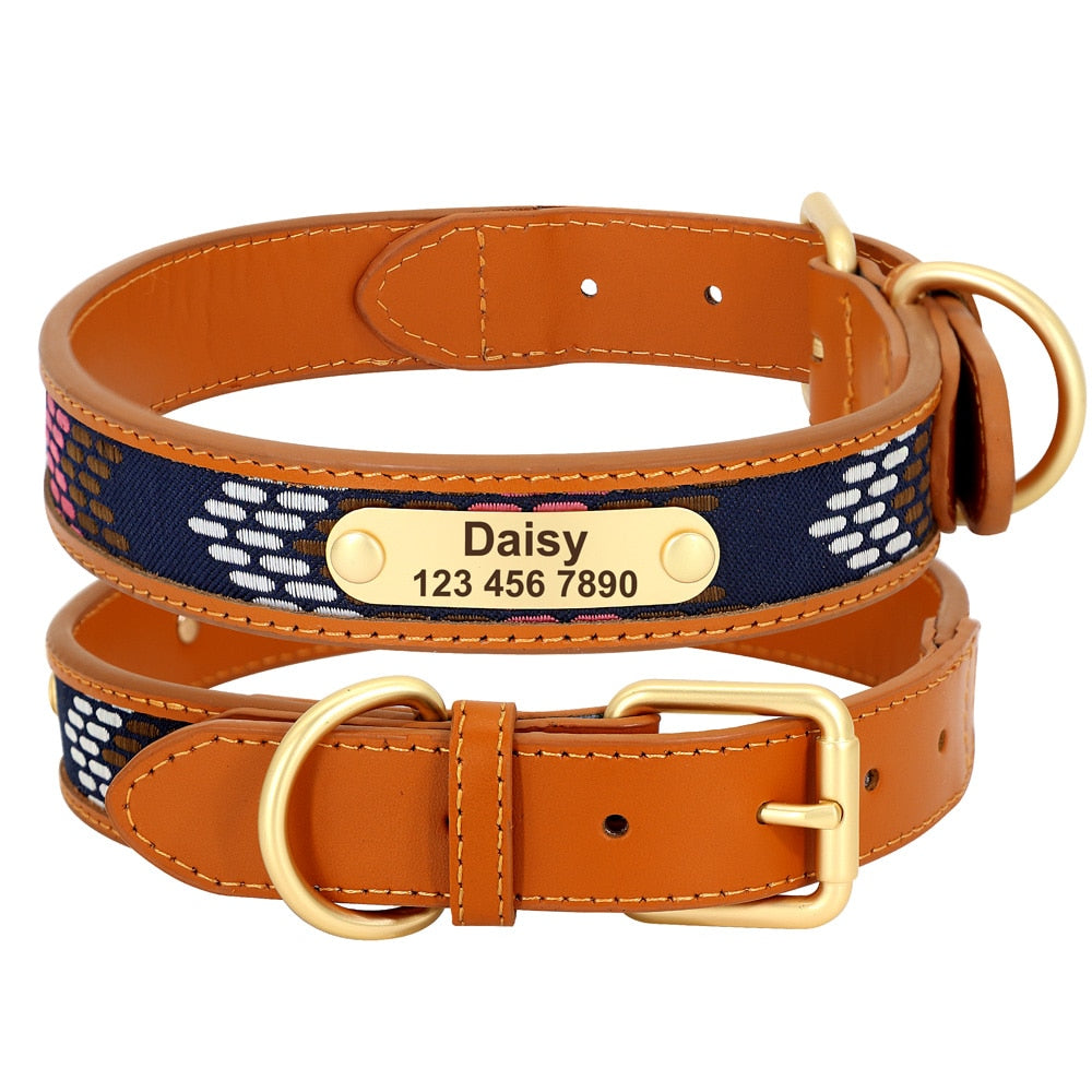 Embroidered Custom Leather Collar