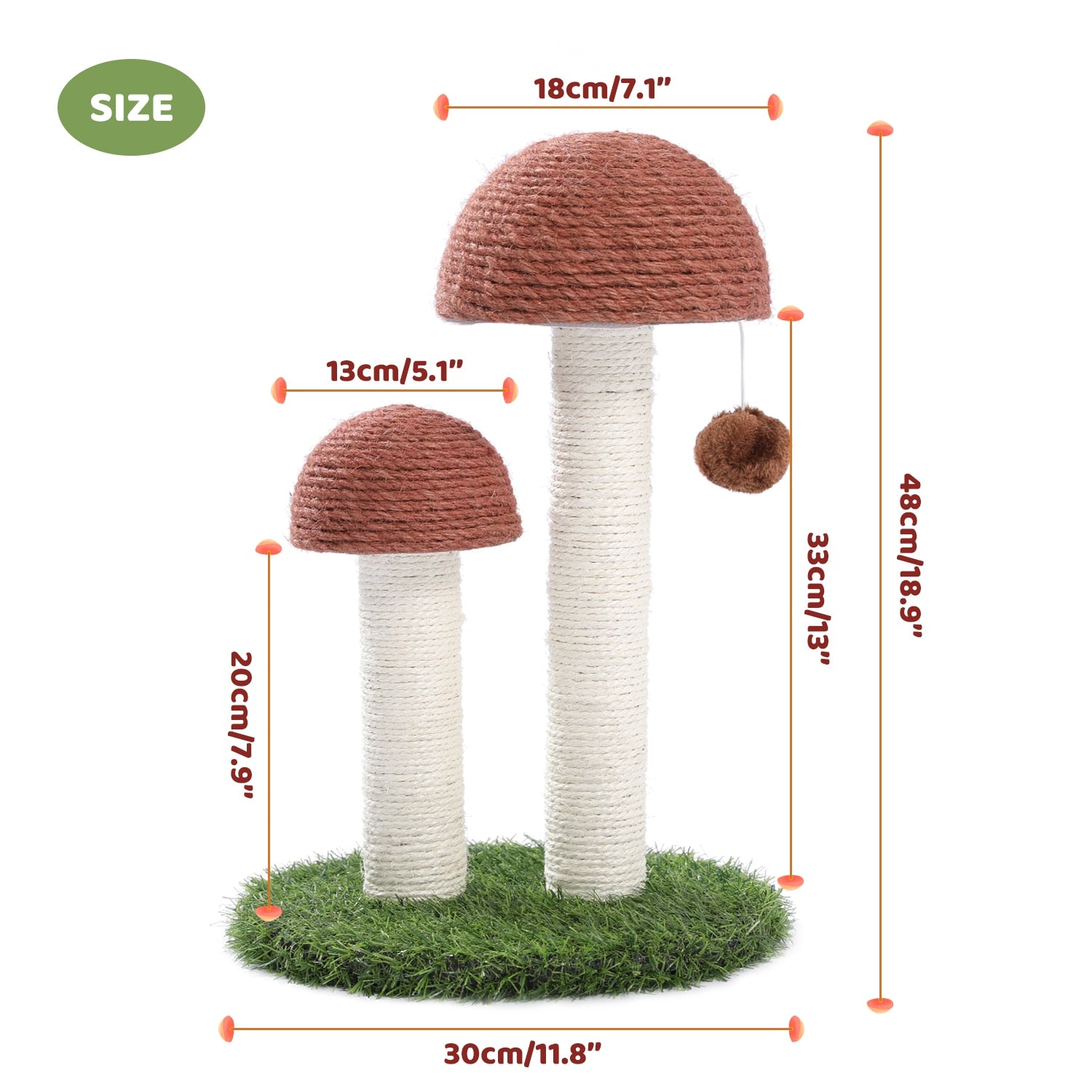 Double Mushroom Scratching Post – Tails & Whiskers