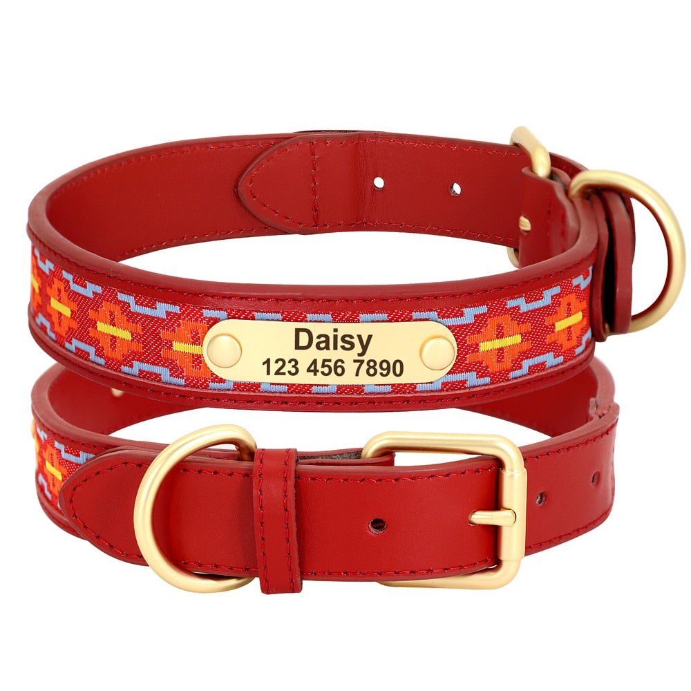 Embroidered Custom Leather Collar