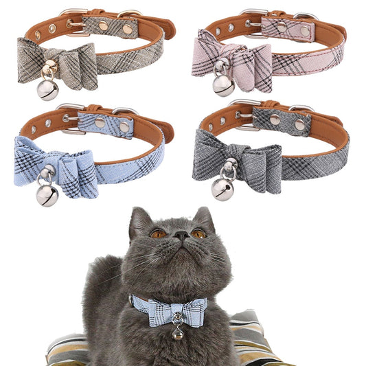 Elite Bowtie Leather Collar With Bell