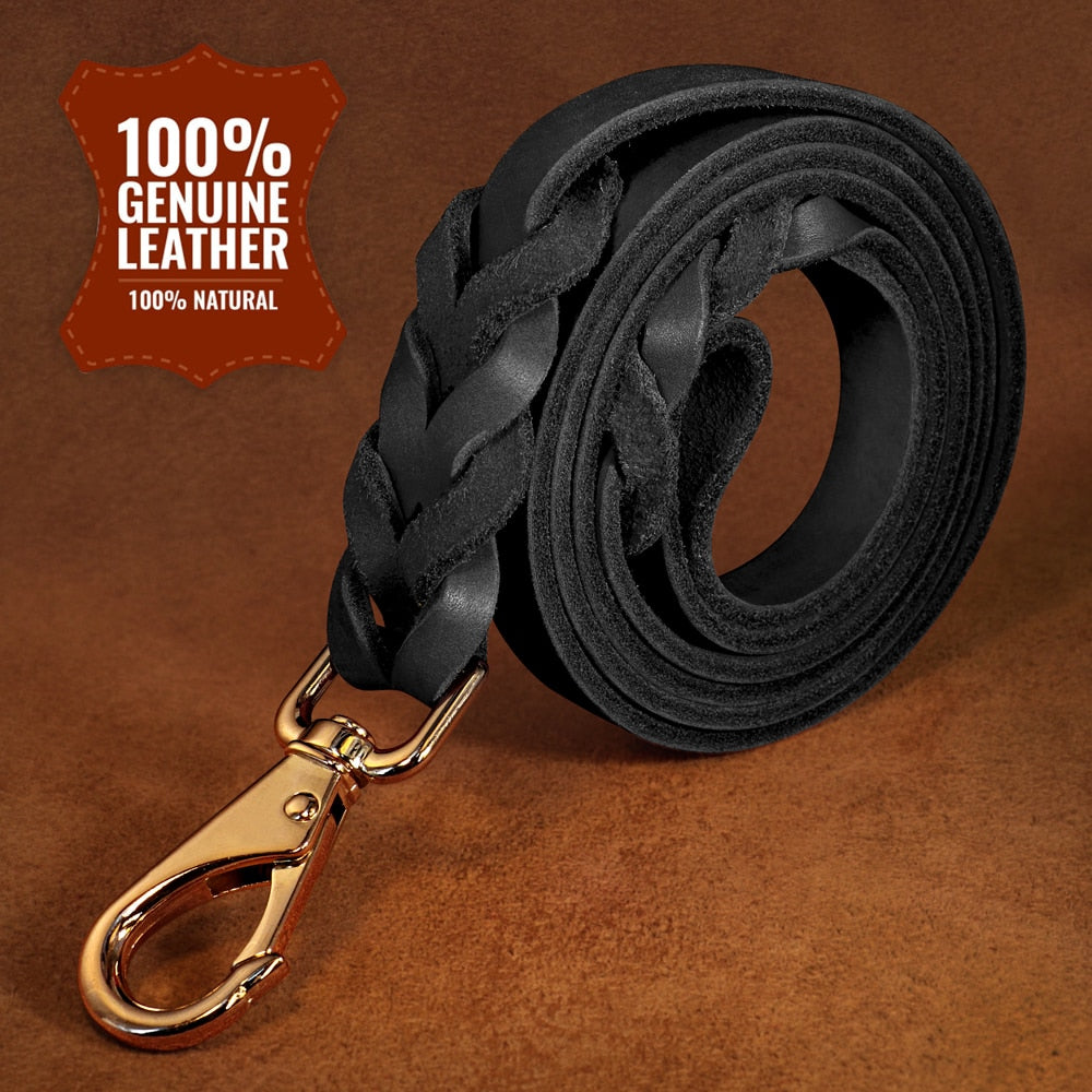 Braided Dog Leather Leash - 5'