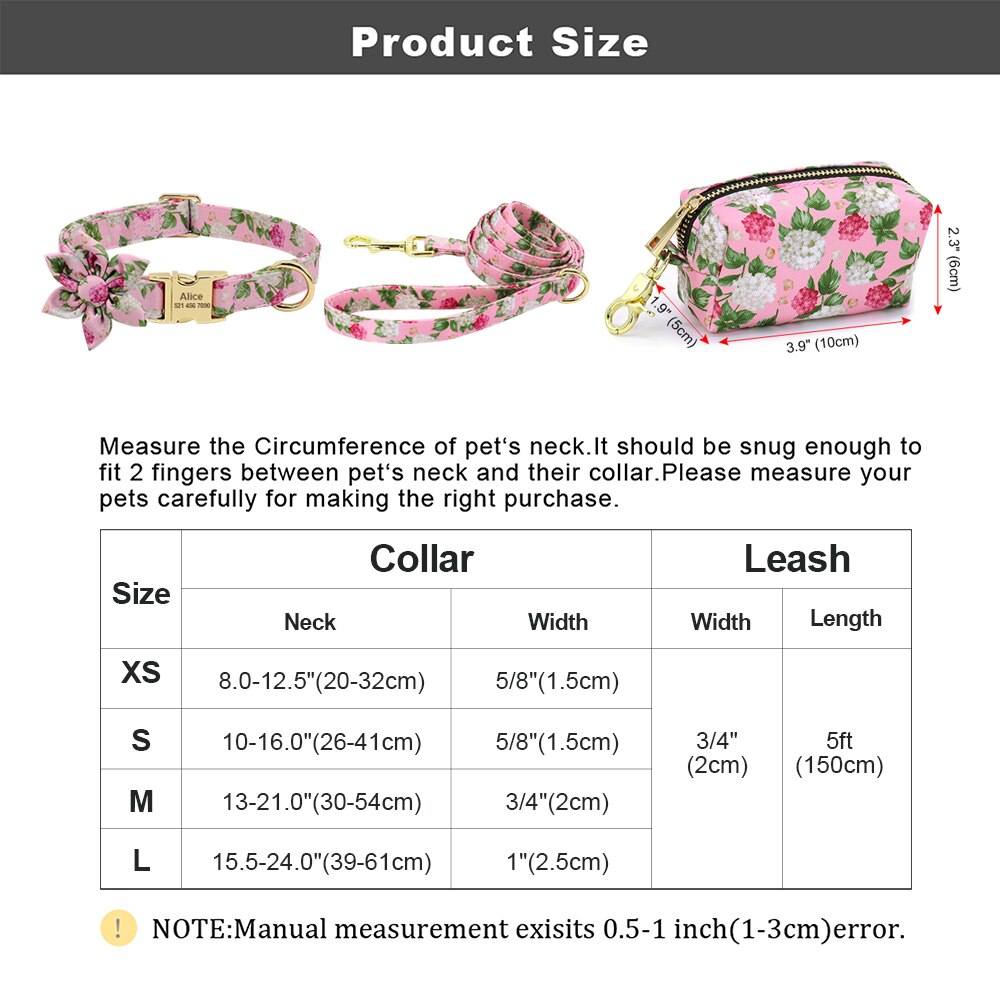 Floral Custom Collar Leash & Bag Set