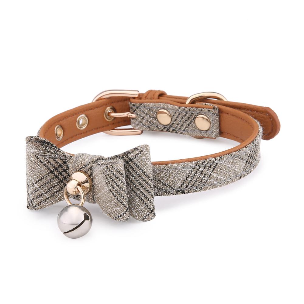 Elite Bowtie Leather Collar With Bell