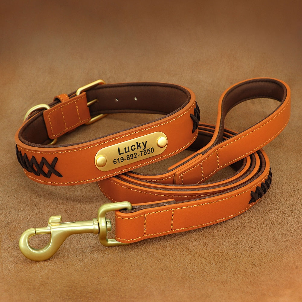 Cross Laced Custom Leather Collar and Leash