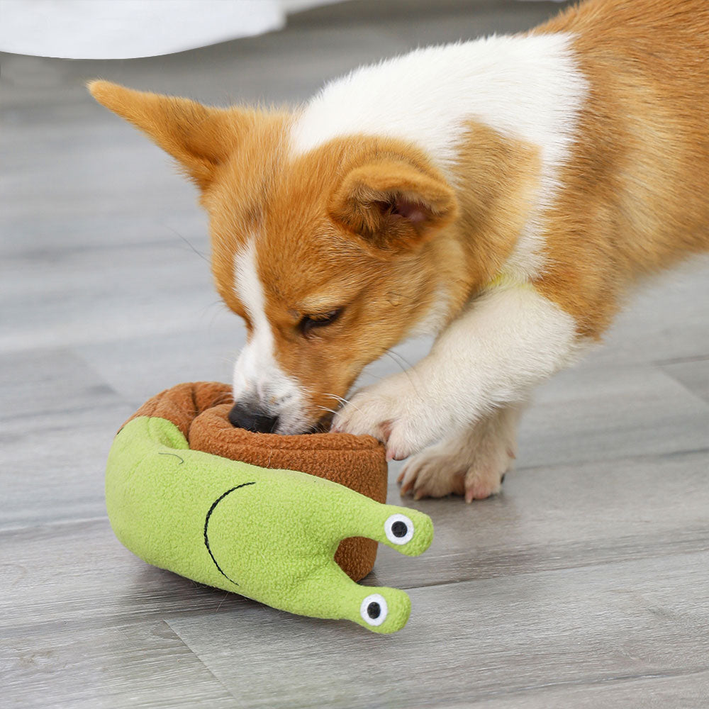 Snail Sniffing Plush Puppy Toy  With Squeaky Sound