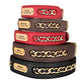 Collar De Cuero Personalizado Con Cadena Dorado