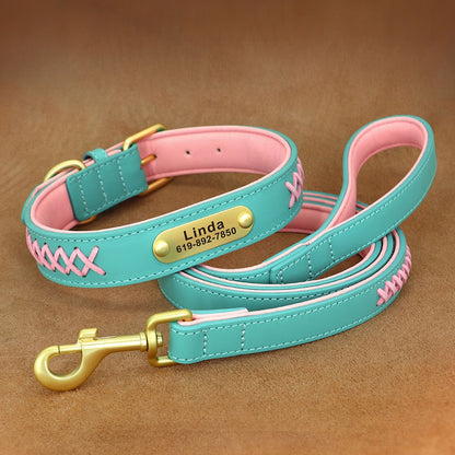 Cross Laced Custom Leather Collar and Leash